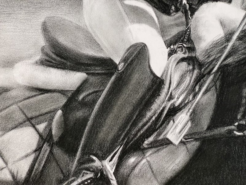 Additional view 4: Realism Portrait Drawing Speed and Power: Dynamic Equestrian Portrait by illustrator Vladimir Sumarokov charcoal paper 