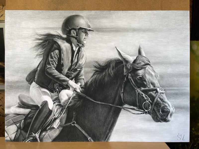 Additional view 6: Realism Portrait Drawing Speed and Power: Dynamic Equestrian Portrait by illustrator Vladimir Sumarokov charcoal paper 