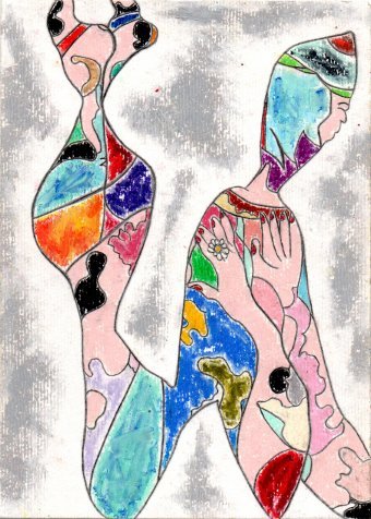 Malarstwo "Ludzki statek", malarz JackMichel pastel papier w Jose Art Gallery