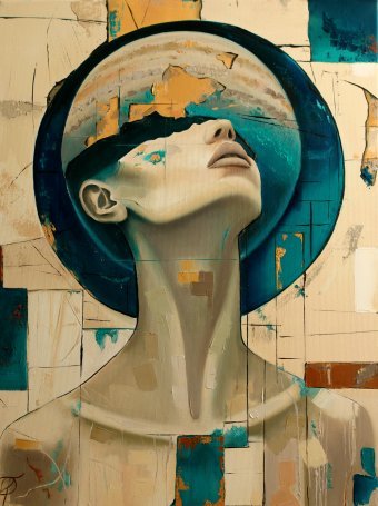 Peinture "Gravitation", peintre Yulianna Tulinova huile toile à la Jose Art Gallery