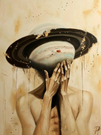 Peinture "Pensées sur l'univers", peintre Yulianna Tulinova huile toile à la Jose Art Gallery