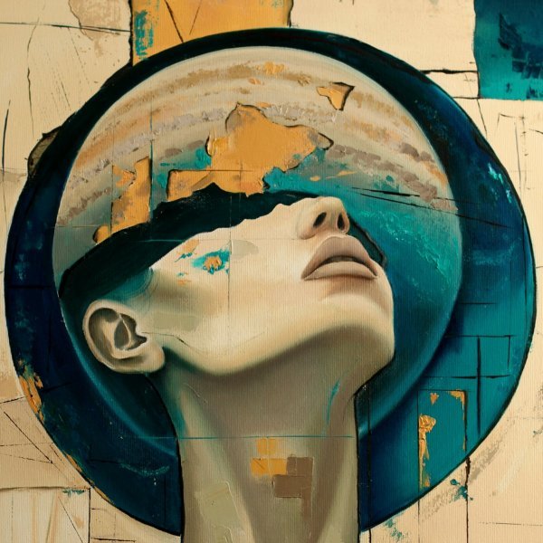 Additional view 3: Conceptual Portrait Painting Gravitation by painter Yulianna Tulinova oil canvas 