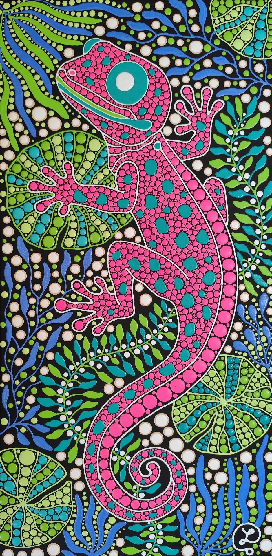 Pink Lizard Painting by Oxana Lazari - Jose Art Gallery