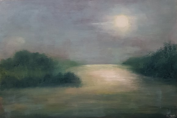Twilight Landscape with Reflections in Water