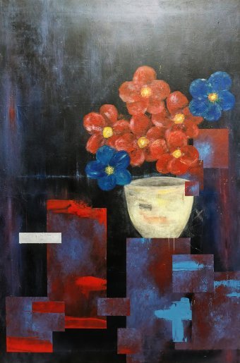 Painting "Flowers for Orion" by painter Artur Yakushev acrylic canvas at Jose Art Gallery