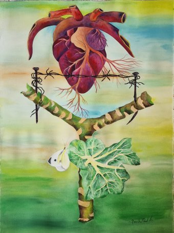 Painting "Composition on the absurd" by painter bernardino acrylic paper at Jose Art Gallery