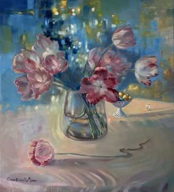 Painting "THE RADIANCE OF INCARNATION" by painter Wiktoria Mazovetska oil canvas at Jose Art Gallery