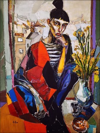 Painting "Bitter Coffee" by painter Alexander Aksyonov acrylic canvas at Jose Art Gallery