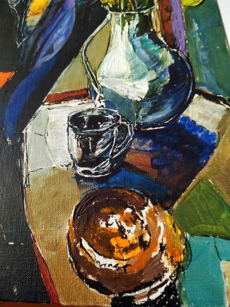 Additional view 5: Expressionism Portrait Painting Bitter Coffee by painter Alexander Aksyonov acrylic canvas 