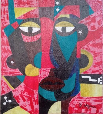 Pittura "I colori dell'alba", pittore Bethsaleel N'goran acrilico tela alla Jose Art Gallery