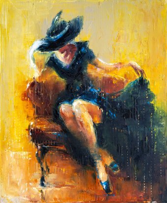 Malerei "Elegantes Schwarz", maler/-in Anna Ravliuc Öl Leinwand in der Jose Art Gallery
