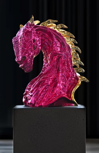 Sculpture "Equus Red Gold Sculpture" by sculptor Krzysztof Plonka Bronze at Jose Art Gallery