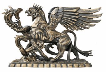 Sculpture "Epic Struggle: Griffin vs Hydra Bronze" by sculptor Krzysztof Plonka Bronze at Jose Art Gallery