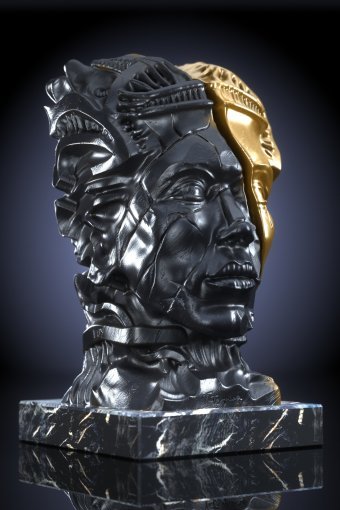 Sculpture "Introversion" by sculptor Krzysztof Plonka Bronze at Jose Art Gallery