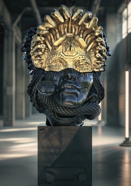 Additional view 1: Baroque Mythological Sculpture Nurse Venus Duality Bronze Sculpture by sculptor Krzysztof Plonka Bronze 