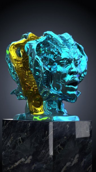 Sculpture "Invocation of the Apocalypse Diptych" by sculptor Krzysztof Plonka Bronze at Jose Art Gallery