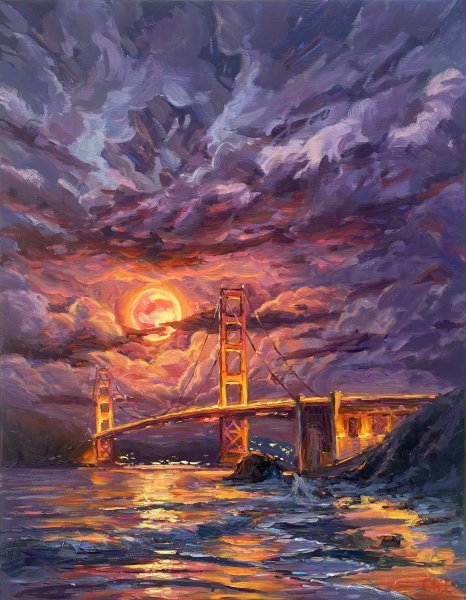 Moonlit Night Drawing - Yevgeny Chernyakovsky