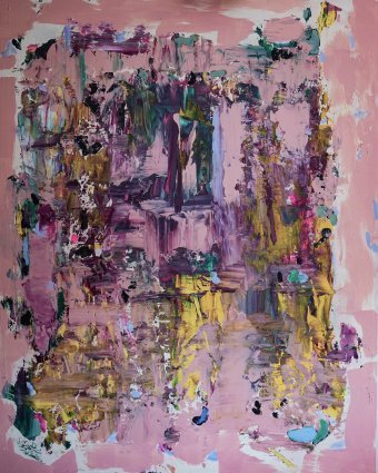 Painting "In our human world 32" by painter Geert Lemmers acrylic wood at Jose Art Gallery