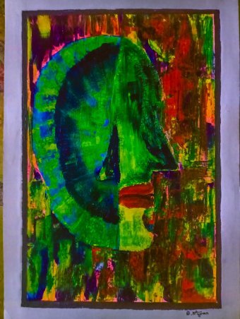 Pittura "Frammento di un essere umano", pittore Bethsaleel N'goran acrilico carta alla Jose Art Gallery