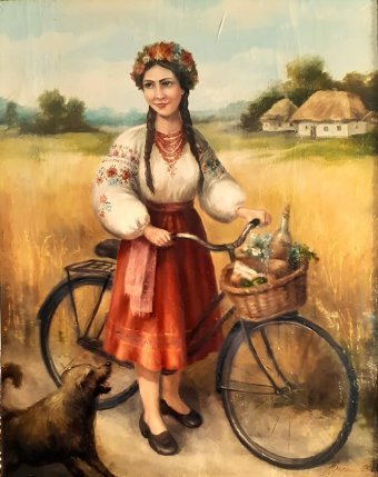 Malerei "Einfache Dinge. Radfahrer", maler/-in alla voloshyna Öl Leinwand in der Jose Art Gallery