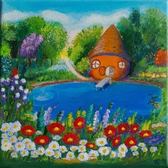 Painting "Floral Haven Abstract Meadow" by painter Fa Ley acrylic canvas at Jose Art Gallery