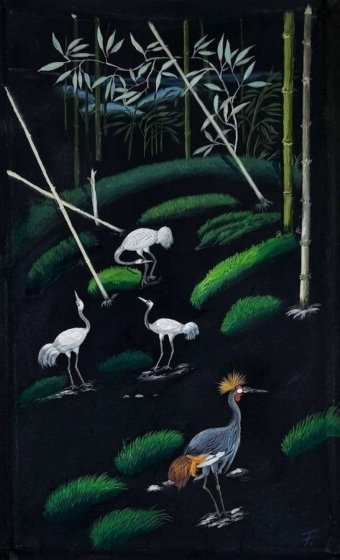 Painting "Night Sabbath: Fairytale Birds by Forest Lake" by painter Fa Ley acrylic canvas at Jose Art Gallery