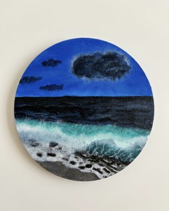 Painting "Night Ocean Tides" by painter Viktoriya Volkova acrylic wood at Jose Art Gallery