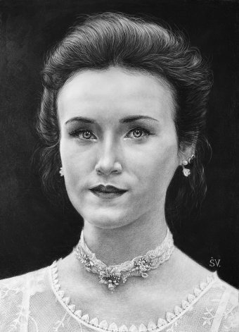 Emotional Charcoal Portrait of Young Woman