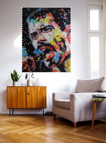 Additional view 1: Abstract Portrait Sculpture Iconic Portrait of Rock Legend Freddy Mercury by sculptor Henning Leuschner Steel 