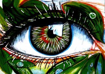 Peinture "Providence : Le regard de l'âme vigilante", peintre Bethsaleel N'goran acrylique papier à la Jose Art Gallery