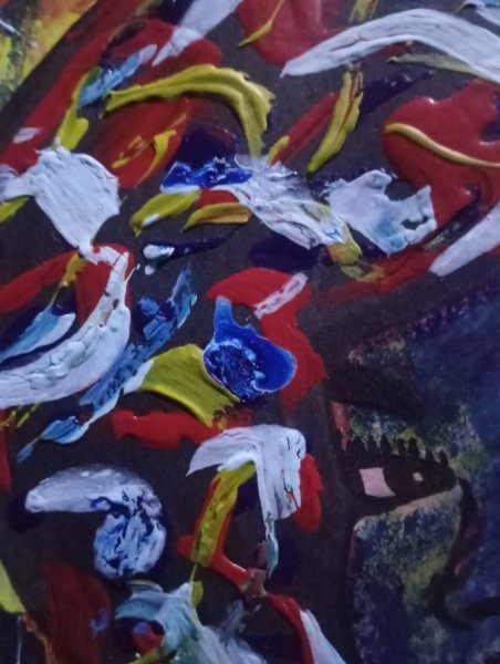 Additional view 2: Symbolism Portrait Painting The blue girl by painter Bethsaleel N'goran acrylic paper 