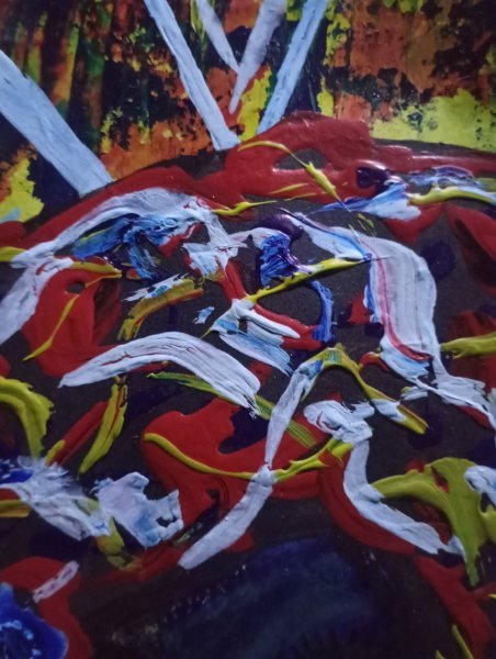 Additional view 3: Symbolism Portrait Painting The blue girl by painter Bethsaleel N'goran acrylic paper 