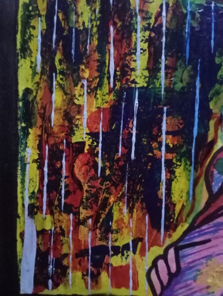 Additional view 4: Symbolism Portrait Painting The blue girl by painter Bethsaleel N'goran acrylic paper 