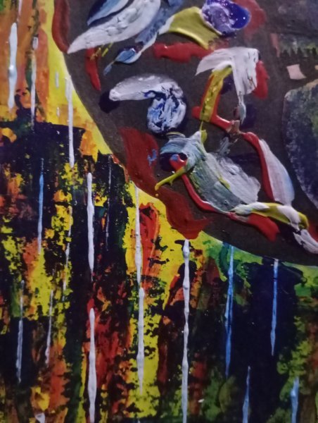 Additional view 5: Symbolism Portrait Painting The blue girl by painter Bethsaleel N'goran acrylic paper 