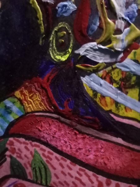 Additional view 6: Symbolism Portrait Painting The blue girl by painter Bethsaleel N'goran acrylic paper 