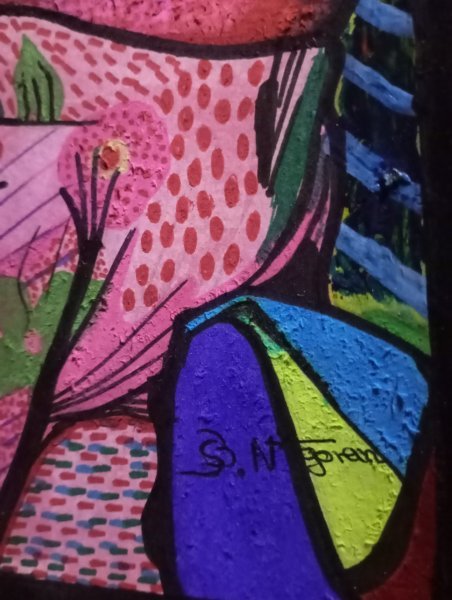 Additional view 8: Symbolism Portrait Painting The blue girl by painter Bethsaleel N'goran acrylic paper 