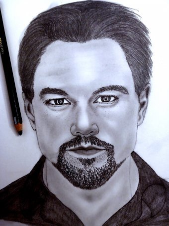 Painting "DiCaprio: Reflection of Beauty and Soul" by painter Sergiy Domanyuk pencil paper at Jose Art Gallery