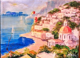 Painting "Positano" by painter MauZach oil canvas at Jose Art Gallery