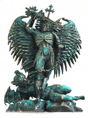 Sculpture "Archangel Michael vs Lucifer Sculpture" by sculptor Krzysztof Plonka Bronze at Jose Art Gallery