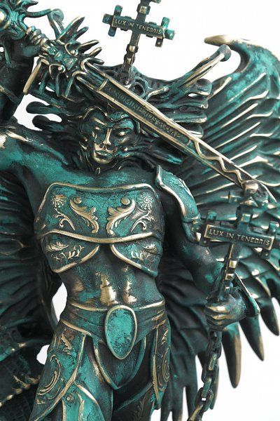 Image supplémentaire 1: Classique Mythologique Sculpture "Sculpture de l'archange Michel contre Lucifer", sculpteur Krzysztof Plonka Bronze 