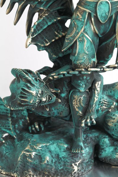 Image supplémentaire 3: Classique Mythologique Sculpture "Sculpture de l'archange Michel contre Lucifer", sculpteur Krzysztof Plonka Bronze 