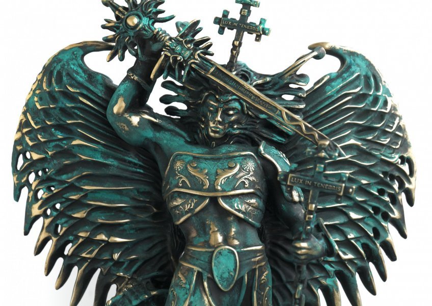 Image supplémentaire 5: Classique Mythologique Sculpture "Sculpture de l'archange Michel contre Lucifer", sculpteur Krzysztof Plonka Bronze 