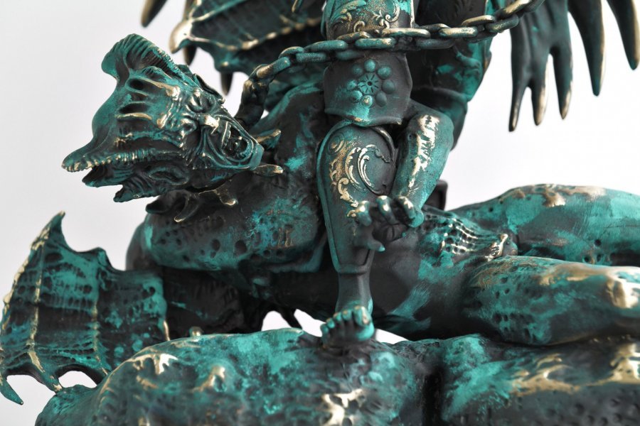 Image supplémentaire 7: Classique Mythologique Sculpture "Sculpture de l'archange Michel contre Lucifer", sculpteur Krzysztof Plonka Bronze 
