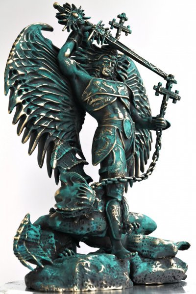 Image supplémentaire 8: Classique Mythologique Sculpture "Sculpture de l'archange Michel contre Lucifer", sculpteur Krzysztof Plonka Bronze 