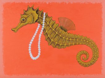 Painting "Sea Fashionistas Seahorse" by painter Andriy Klishyn oil cardboard at Jose Art Gallery