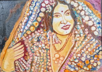 Pintura "MUJER TRIBAL INDIA", pintor ANAND MANCHIRAJU óleo lienzo en Jose Art Gallery