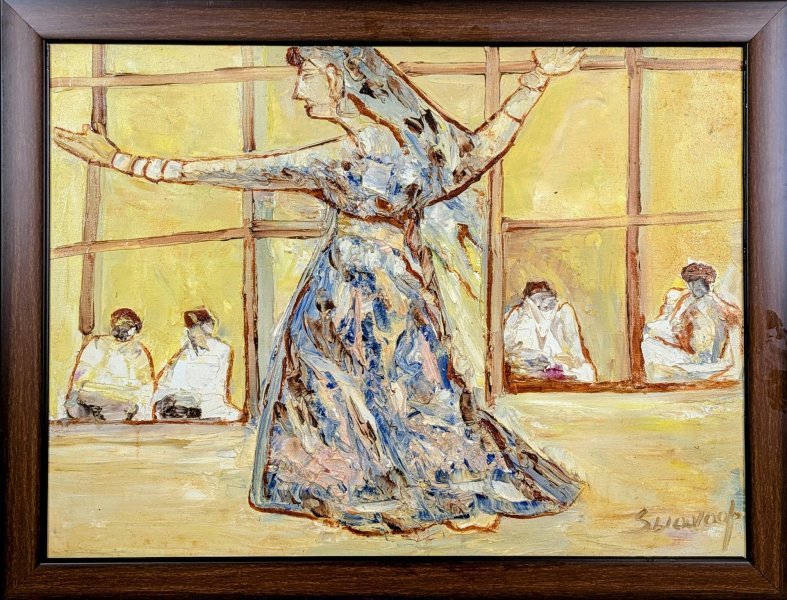 Additional view 1: Figurative Genre Painting INDIAN TRIBAL DANCE-2 by painter ANAND MANCHIRAJU oil canvas 