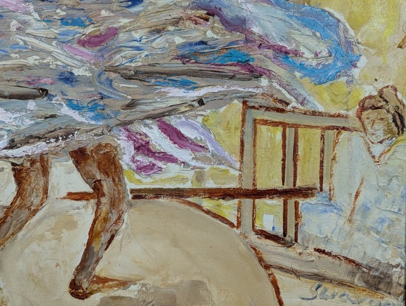 Additional view 2: Figurative Genre Painting INDIAN TRIBAL DANCE-2 by painter ANAND MANCHIRAJU oil canvas 