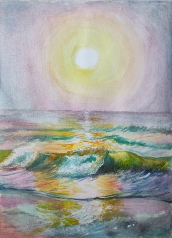 Gentle sunrise on sea