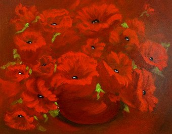 A Bowl of Red Poppies